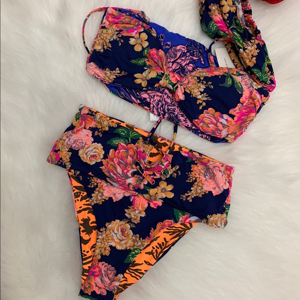 LAST CALL Anthropologie maaji floral reversible sweetheart bikini top & bottoms - Picture 15 of 15